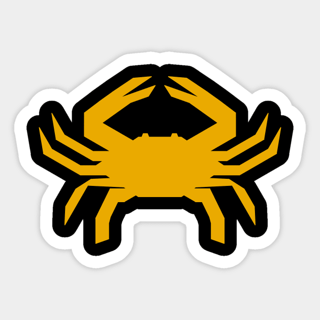 Radioactive Crab Logo Gold on Black Sticker by IORS